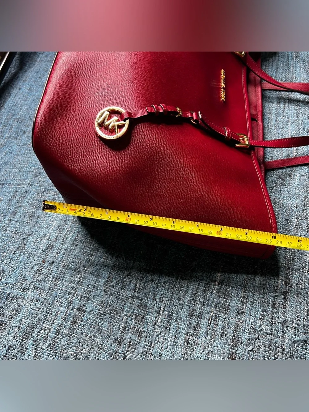 Michael Kors Jet Set Travel Tote Bag in Red Leather Multi-Function Shoulder Bag
